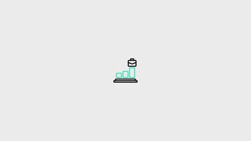 Animated Business Success Icon on Growing Bar Chart