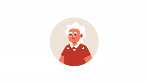 Animated Elderly Woman Profile Avatar