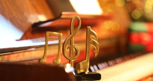 Warm Piano Music with Decorative Treble Clef