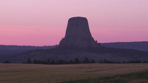 Devils Tower Sunset Wyoming America Black