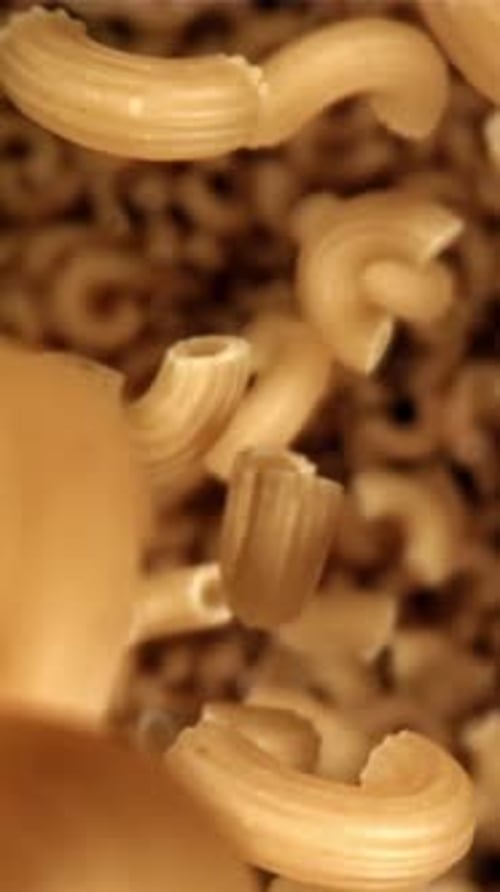 Dry Pasta Flies Down Filmed on a Highspeed Camera at 1000 Fps