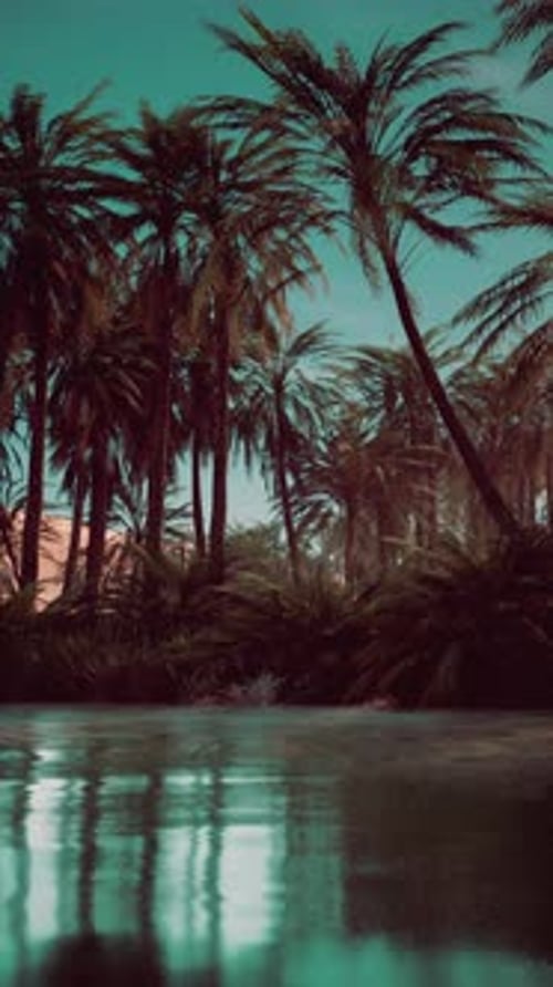 Palm Trees Surrounding Body of Water