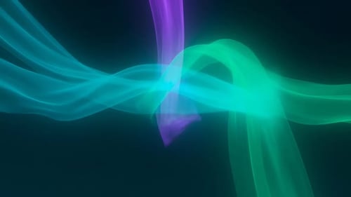 Abstract Fluid Ribbons of Light in Neon Colors