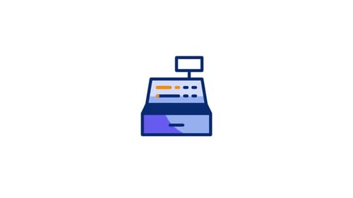 Flat Design Cash Register Icon Animation