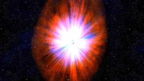 Cosmic Energy Light Burst in Starry Space Background