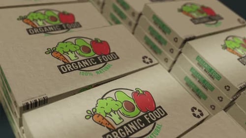 Organic Food Box Packaging Logo Reveal Animation