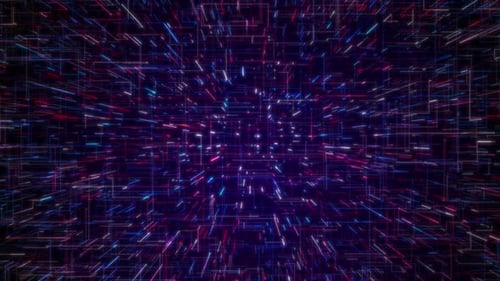 Futuristischer digitaler HD-Datenhintergrund mit fließenden Linien, Schaltungen und KI-Elementen