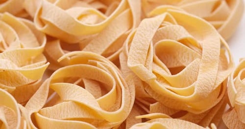 Pasta Backgroud Macro View of Dry Authentic Italian Fettuccine