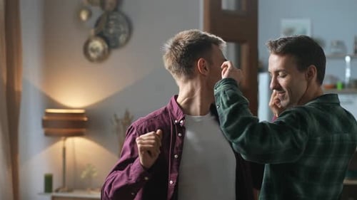 Loving Couple Embrace in a Home Setting