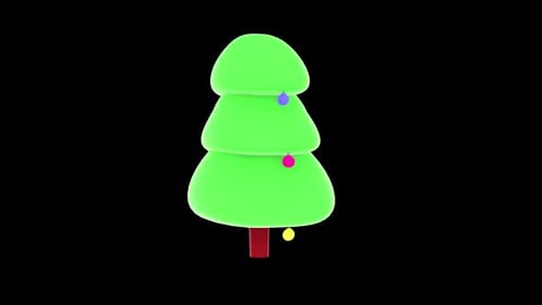 3D Christmas Tree Rotating Animation On Alpha Channel