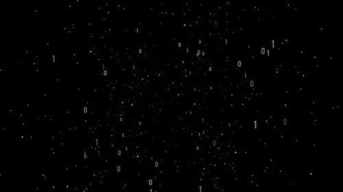 Futuristic Binary Data Particles Dispersing Background Animation