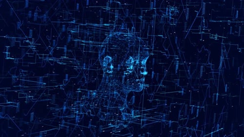 Abstract Digital Human Head AI Technology Background