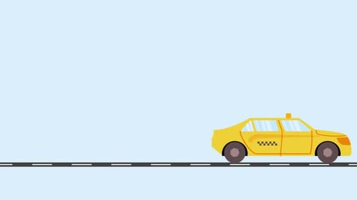 Flat Design Taxi Car Driving Animation