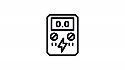 Animated Flat Design Multimeter Icon Displaying Data