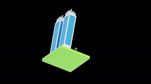 3D Animation of Tall Skyscraper Towers