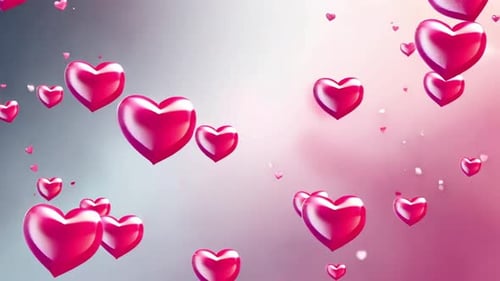 Romantic Pink Hearts Floating Celebration Background