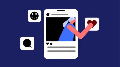 Animated Flat Design Social Media Interaction on a Smartphone