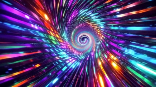 Vibrant Neon Spiral Vortex Abstract 3D Motion Graphic Backgr