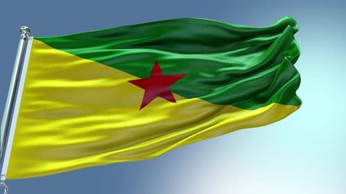 Realistic French Guiana Flag Waving Seamlessly on a Flagpole