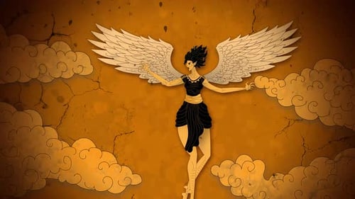 harpie keres ailée dans le style d'un vase grec