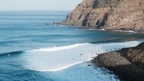 Incredible Aerial View on Mountain with Ocean Scenery of Volcanic Island of Tenerife Canary Islands