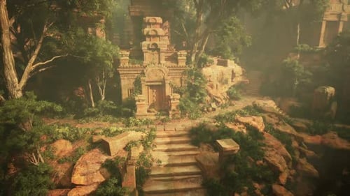 Alter Maya-Tempel inmitten eines dichten Waldes