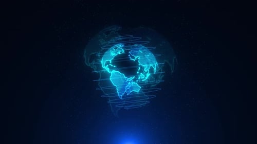 Global Connectivity Flow of Data Across Digital Landscape Elements Binary Code Digital Globe