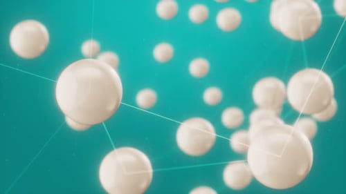 Abstrakte 3D-Kugeln mit schwebendem Hintergrund, Schönheitspflege-Serum oder Molekülkonzept,