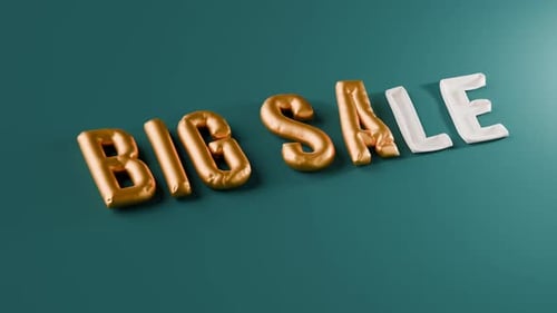 3D Balloon Golden Big Sale Title Animation