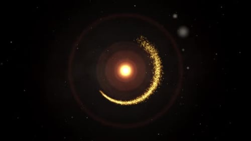 Space Circle Stargate Intro Animation: Glowing Ring Orbits a Bright Central Star