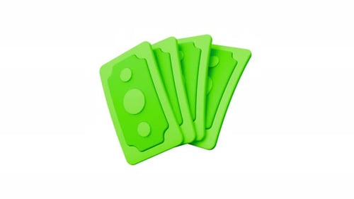 3D Green Money Banknotes Fanning Loop