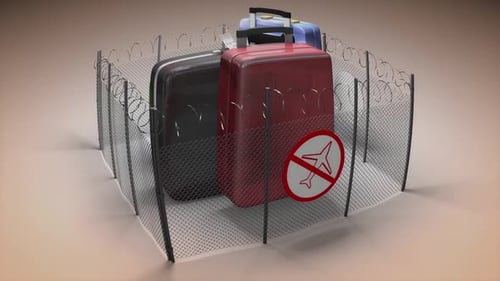 3D Animation of Travel Restrictions with Barbed Wire Fence