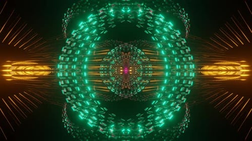 Loop de VJ perfeito e encantador com um fundo abstrato de caleidoscópio 3D hipnótico e psicodélico