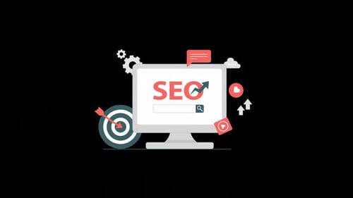 Flat Design SEO Marketing Technology and Business Concept
