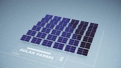 Eine Reihe von Sonnenkollektoren als Teil eines Solarparks tragen dazu bei, die Energiequelle der Sonne zu nutzen...