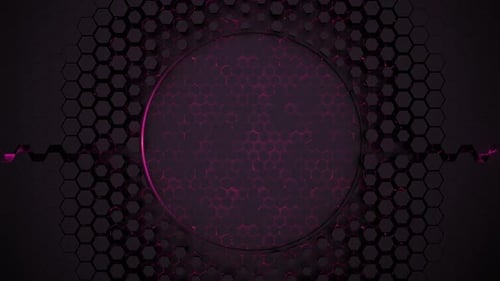 Fond technologique futuriste dynamique avec des hexagones au néon lumineux