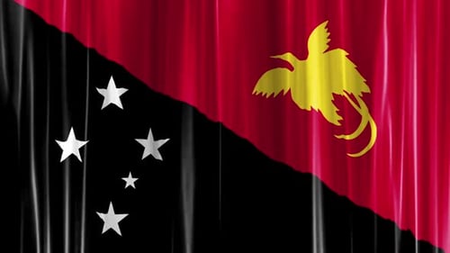Onda en la cortina de la bandera de Papúa Nueva Guinea