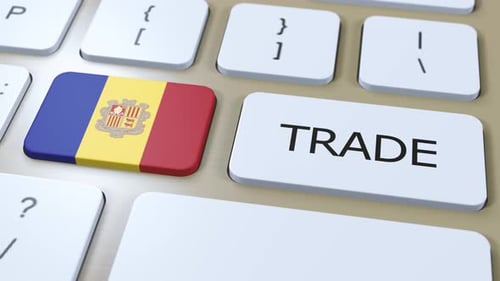 Andorra Flag Key and Trade Button Press on Keyboard