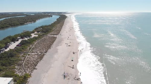 Aerial of Stump Pass Beach State Park in South Venice, Florida