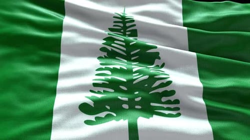 Waving Norfolk Island Flag with Realistic Fabric Texture