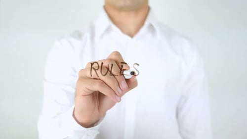 Rules, Man Writing on Glass