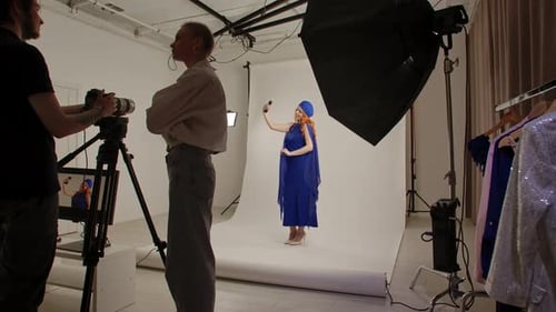 Young Adult Woman in Studio Woman Model in Fancy Outfit Taking Part in a Photoshoot in Professional