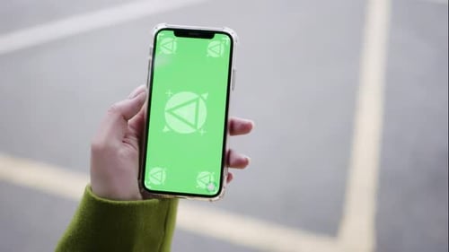 Smartphone with chroma key green screen