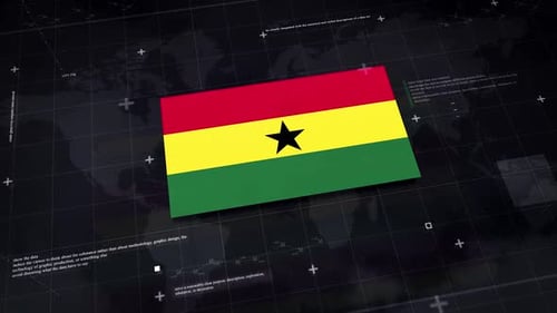 Animated Ghana Flag with Digital Data Background Reveal