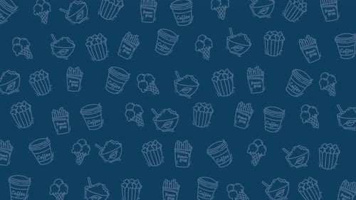 Food Pattern Animation Seamless Snacks Fast Food Coffee Ice Cream Popcorn