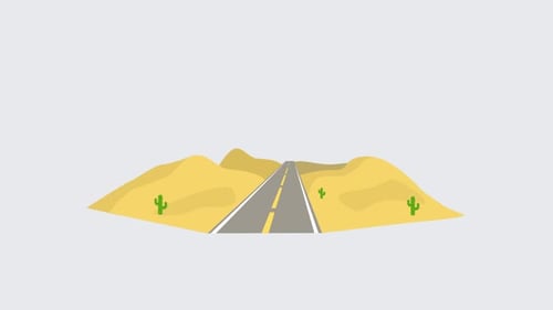 Desert Landscape and Asphalt 2D Motion Graphics Animation