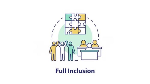 Full Inclusion Animated Concept with Teamwork and Puzzle Pieces