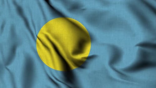 Palau National Flag Seamless Waving Animation Loop