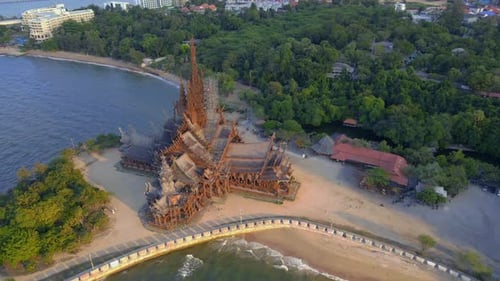 The Sanctuary of Truth Wooden Temple in Pattaya Thailand Sculpture of Sanctuary of Truth Temple