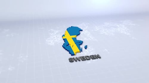 Animated 3D Map of Sweden with Flag and Name